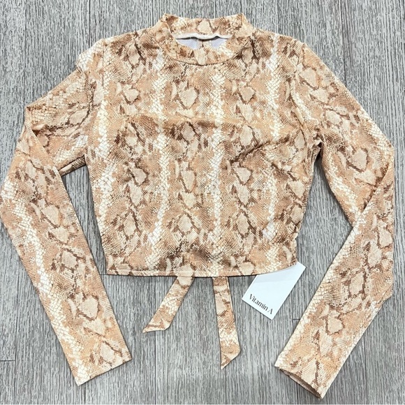 Vitamin A Other - Vitamin A brown remy rash guard Swim Top tan cream snakeskin Large